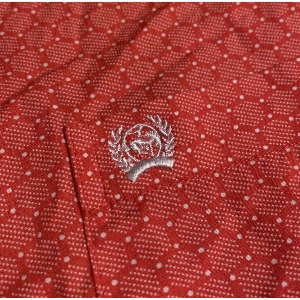 Cinch Men's Size Medium Red Geometric Long Sleeve Western Shirt M Cotton